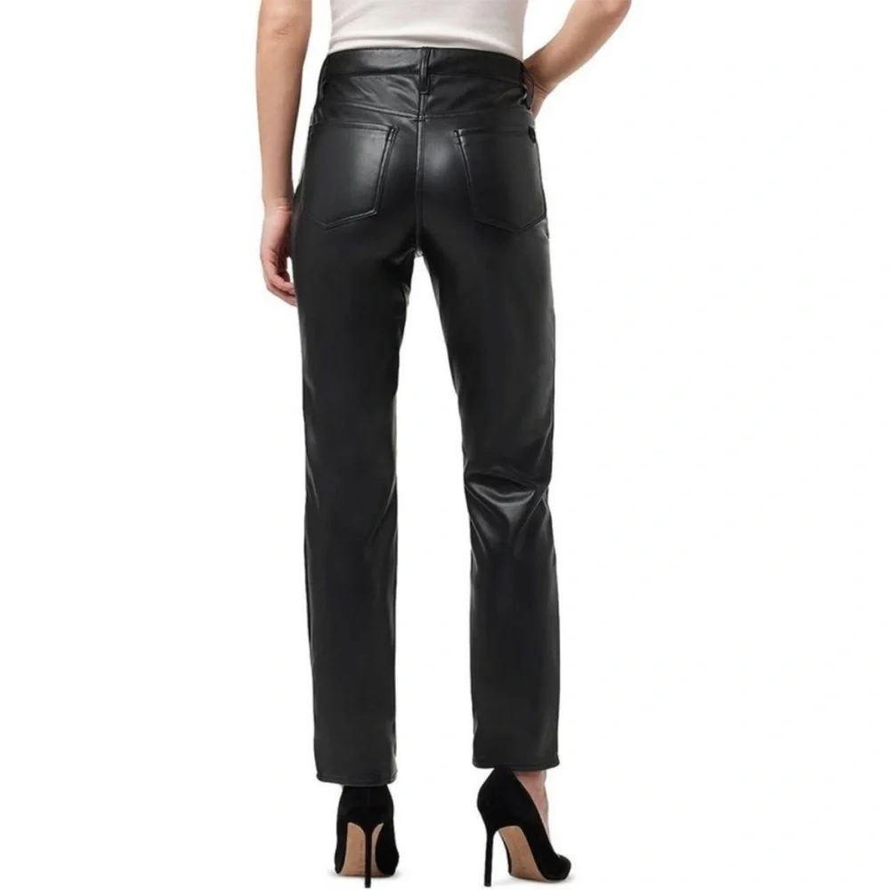 Joe's Womens Black Faux Leather High Rise Straight Leg Ankle Jeans